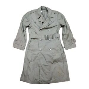 Vintage Military Raincoat Men 34S Quarpel Army Green 274 Trench Coat USA 60s